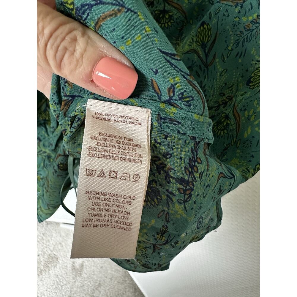 Free People Teal Green Printed Peasant Blouse - Picture 5 of 13
